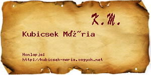 Kubicsek Mária névjegykártya